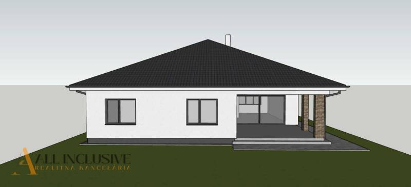 PREDPREDAJ | 4-IZBOVÝ RODINNÝ DOM V OBCI BAJČ - Rodinný dom v Bajči s bielou fasádou a členitou strechou.