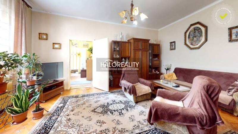 Predaj, rodinný dom Lučenec, centrum - EXKLUZÍVNE HA... - Obývačka v rodinnom dome s rustikálnym nábytkom a množstvom izbových rastlín.