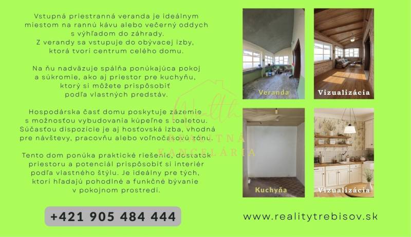 Vidiecky dom v Zemplínskej Teplici - Nehnuteľnosť na predaj ponúka priestornú verandu a kuchyňu s dreveným dekorom.