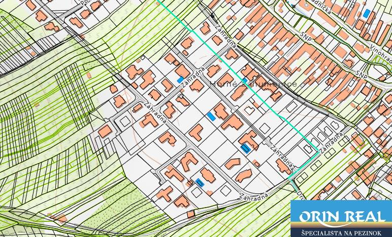 KÚPA SP V LIMBACHU - Mapa zobrazuje ulicu Záhradná, určenú pre pozemky na bývanie.