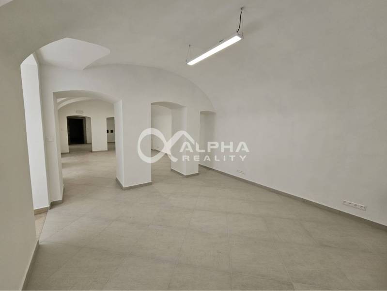 Prenájom obchodných priestorov, 268m2, Letná ulica, Spišská Nová Ves - Jasné obchodné priestory s klenutými stropmi a minimalistickým dizajnom, vhodné na Letnej ulici.