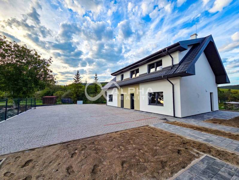 Rodinné domy, obec Danišovce, okr. Spišská Nová Ves - Rodinný dom v Danišovciach na ulici Danišovce s dlažbou, stromami a otvorenou oblohou.