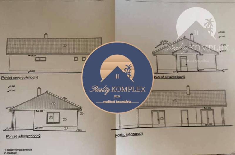 Vám ponúka na PREDAJ pozemok v obci Čalovec 11  - Náčrty domova ukazujú perspektívy severovýchodu, severozápadu, juhovýchodu a juhozápadu, Pozemky - bývanie.