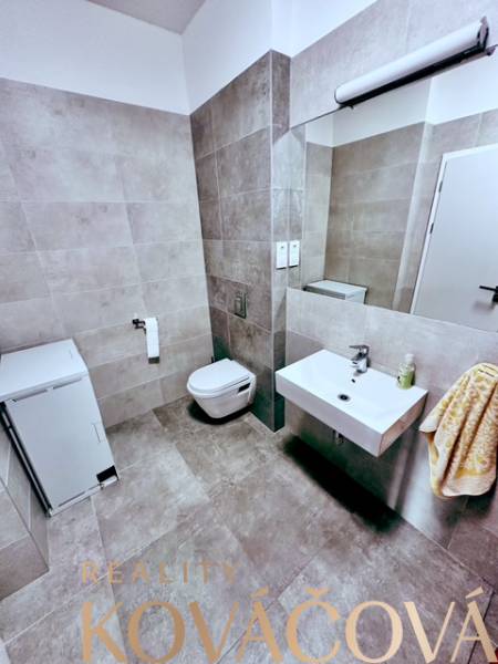 Prenájom kancelárskych priestorov, ul. Gen. M. R. Štefánika, Trenčín - Kúpeľňa s toaletou, umývadlom a práčkou v kanceláriách.