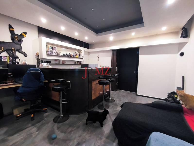 Na predaj rodinný dom Sásová - Banská Bystrica BBMS-7 - Izba v rodinnom dome s barovým pultom, počítačovým stolom a dvomi mačkami.