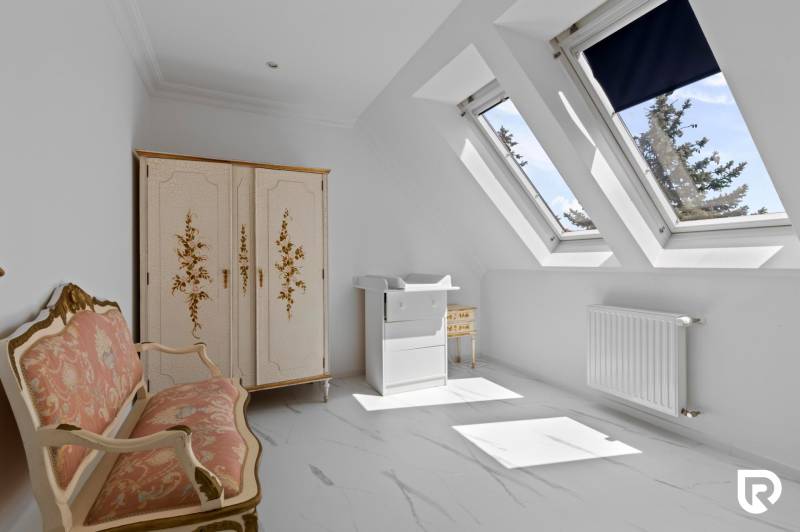 Exkluzívna honosná kúria | 3 ha pozemok | Dunakiliti - HU - Elegantná miestnosť so zdobeným nábytkom a modernými strešnými oknami v Zvláštnych nehnuteľnostiach.