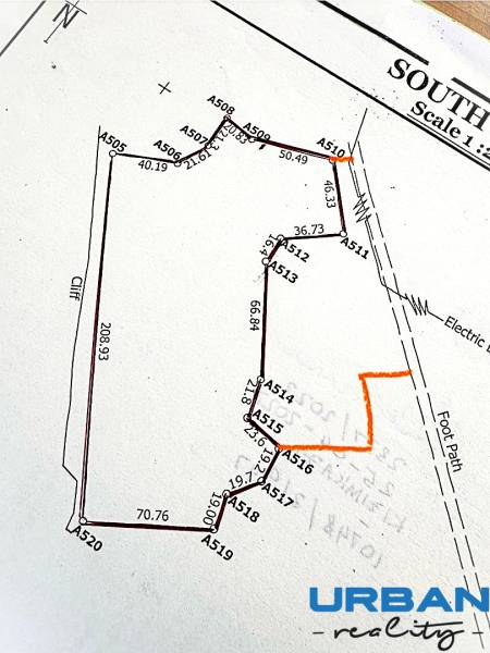3,2-hektárový pozemok na útese, Kizimkazi, Zanzibar - Plán pozemku v Kizimkazi určený na komerčné účely s vyznačenými hranicami.