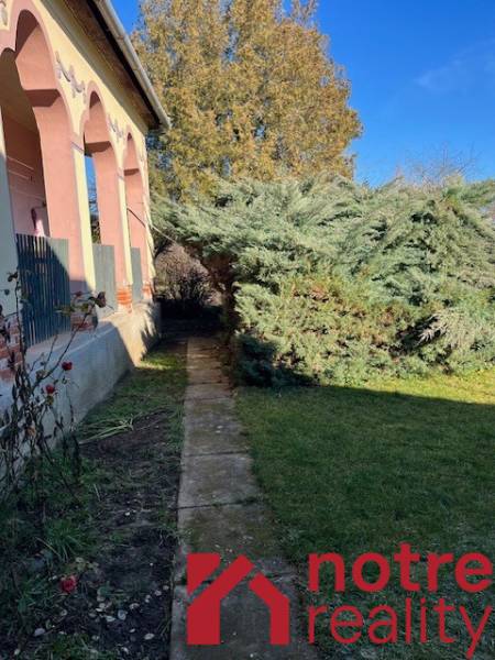 Prízemný rodinný dom v Tomášovciach  - Rodinný dom v Tomášovciach s predzáhradkou a veľkým stromom pri chodníku.