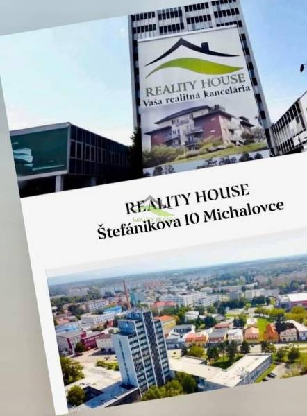 NOVINKA .... Na  predaj 3 izbový byt na sídlisku SNP v Michalovciach - Budova s reklamou realitnej kancelárie na ulici Štefánikova 10, Michalovce.