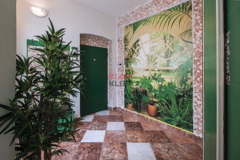 Kúpte si veľký PODKROVNÝ 4i BYT so ZÁHRADOU a PIVNICOU v Starom meste - Interiér so zeleňou a dekoratívnou mozaikou, 4-izbový byt.