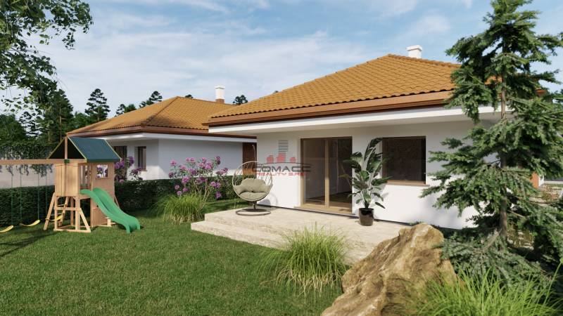 3 x 4iz. Novostavba Veselé pri Piešťanoch - Rodinný dom vo Veselom, Veselá ulica, s detským ihriskom, terasou a zeleňou.