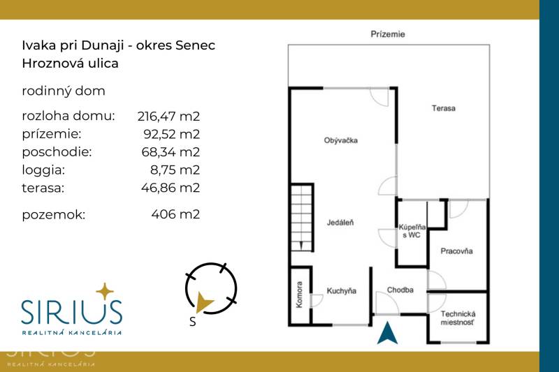 HROZNOVÁ, 4-i RD, 161 m2 – novostavba, krb, klíma, krásna záhrada - Pôdorys rodinného domu na Hroznovú ulicu v Ivanke pri Dunaji s terasou.