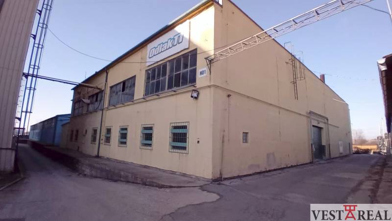 Na prenájom hala- sklad Trnava Coburgova  - Budova na Coburgovej ulici v Trnave, sklady a haly, žltý exteriér, priemyselná architektúra.