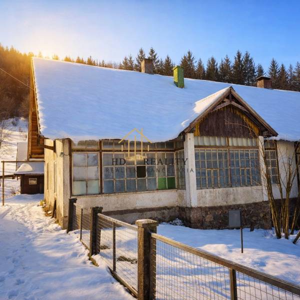 Predaj, rodinný dom Sliačany, Donovaly - Zasnežený rodinný dom v Donovaloch obklopený lesom a oplotením.
