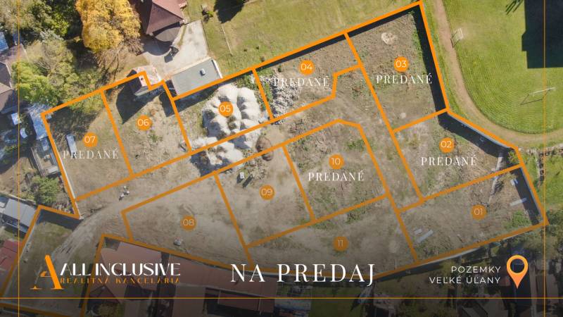 NA PREDAJ STAVEBNÉ POZEMKY, VEĽKÉ ÚĽANY –BELLINDA PARK - Letecký pohľad na rozparcelované pozemky na bývanie v Bellinda Park, Veľké Úľany.