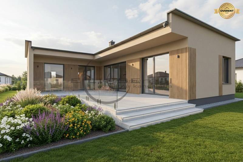 NA PREDAJ NOVOSTAVBA moderný 4-izbový rodinný dom v Malých Levároch - Rodinný dom na Agátovej ulici v Malých Levároch s terasou a záhradou plnou kvetov.