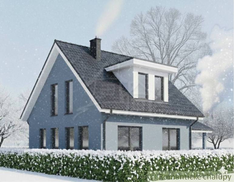 Rodinný dom v srdci Štiavnických vrchov, Štiavnické Bane. - Rodinný dom v Štiavnických Baniach v zasneženej krajine, s modrou fasádou a zimným pozadím.