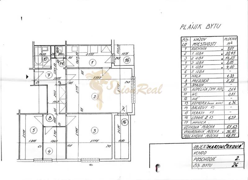 4-izb. byt, Martinčekova ul., Ružinov, 2.p./10, 2 x lodžia - Pôdorys 4-izbového bytu s podlahou v dekore dreva, miestností, loggiou a terasou.