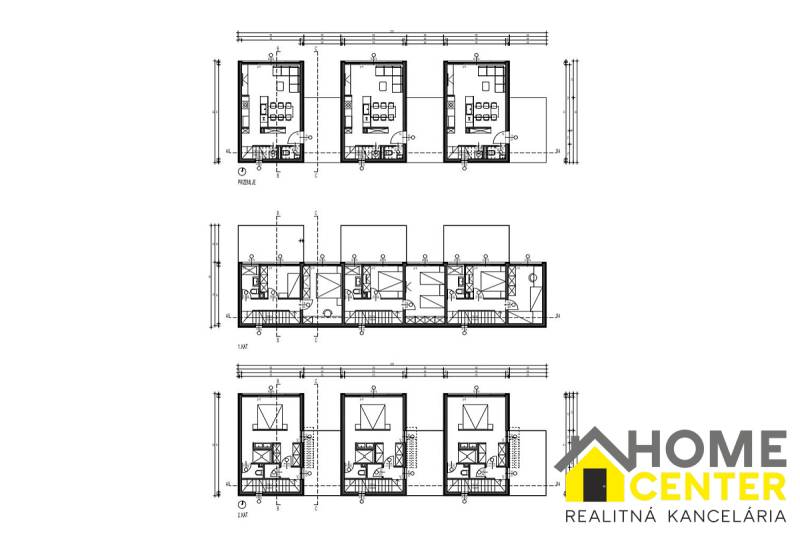 NA PREDAJ moderná radová vila / 130 m² / s výhľadom na more ČIOVO - Pôdorys rodinných domov v Čiove zobrazuje dispozíciu viacerých poschodí vily.
