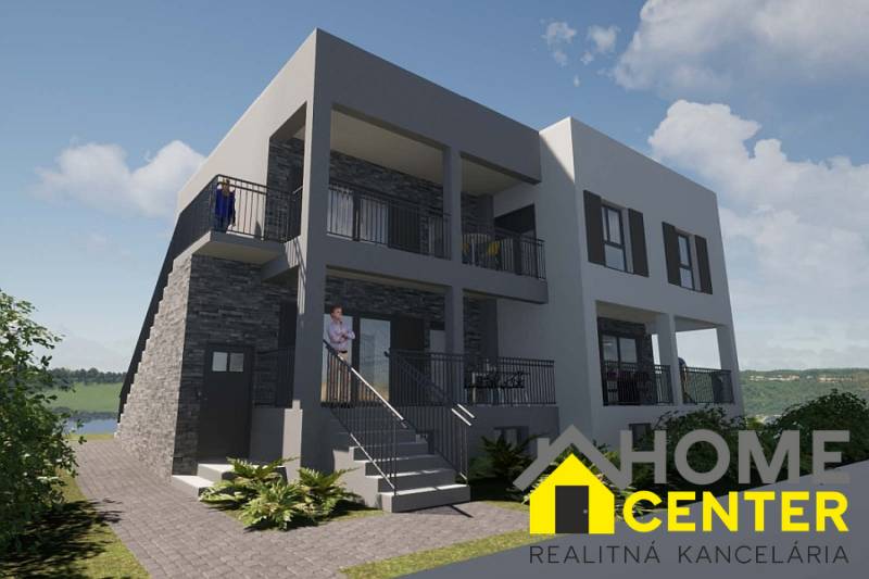 NA PREDAJ rozostavaný dom / 303 m²/na ostrove ČIOVO - Rekreačný apartmán v Čiove s modernou fasádou, balkónom a okolitým zeleňou.