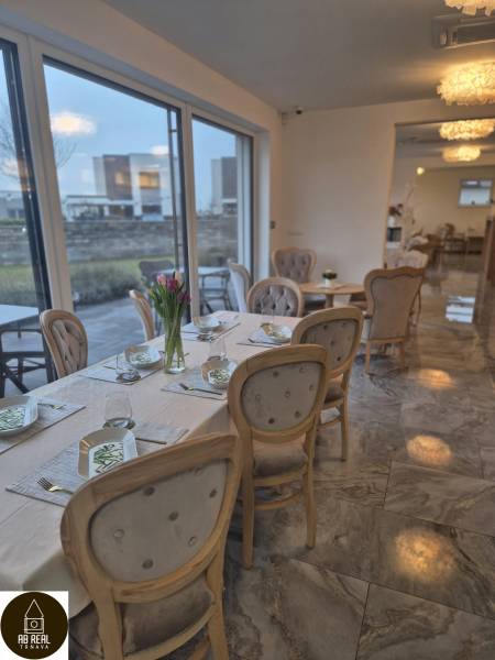 Ponúkame na prenájom zariadený podnikateľský priestor - kaviareň&bar. - Útulné gastro priestory s elegantným prestieraním, kvetmi a veľkými oknami.