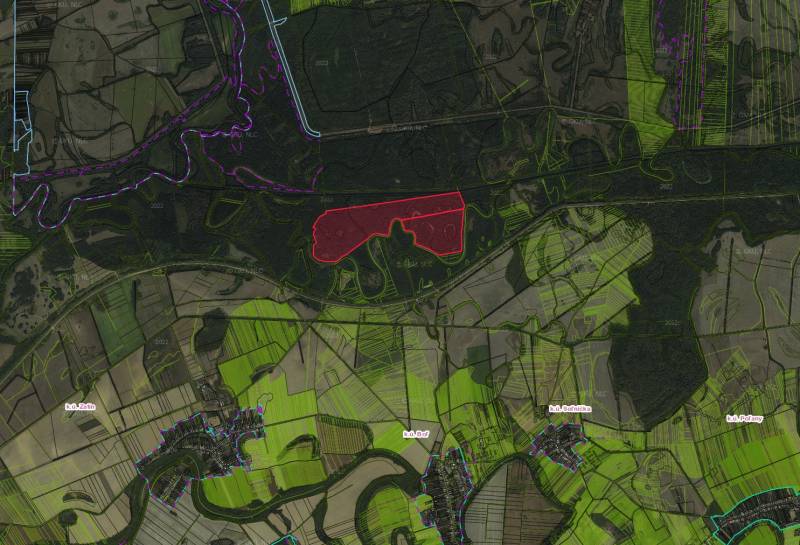 Boľ – 1.367 m2 LESNÉ POZEMKY - Mapa poľnohospodárskych a lesných pozemkov v okolí Boľa.