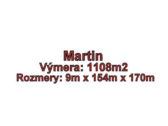MARTIN - PRIEKOPA pozemok o výmere 1108 m2  - Pozemok v Martine s rozlohou 1108m2, rozmery 9m x 154m x 170m.