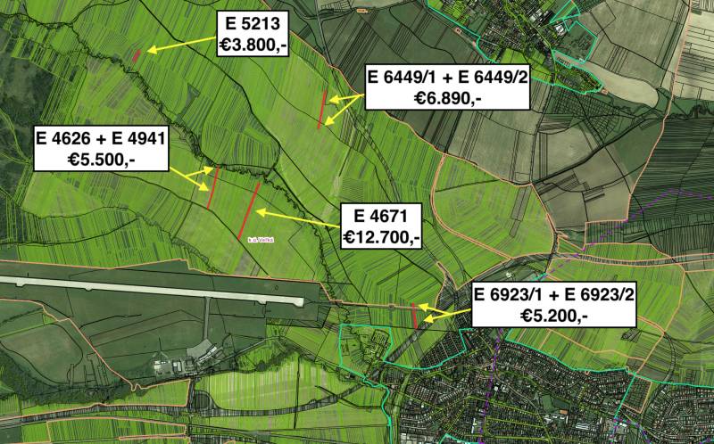 Poprad (Veľká) – Poľnohospodárska pôda v 1/1 - Letecký pohľad na poľnohospodárske a lesné pozemky v okolí mesta Poprad s cenami pozemkov.