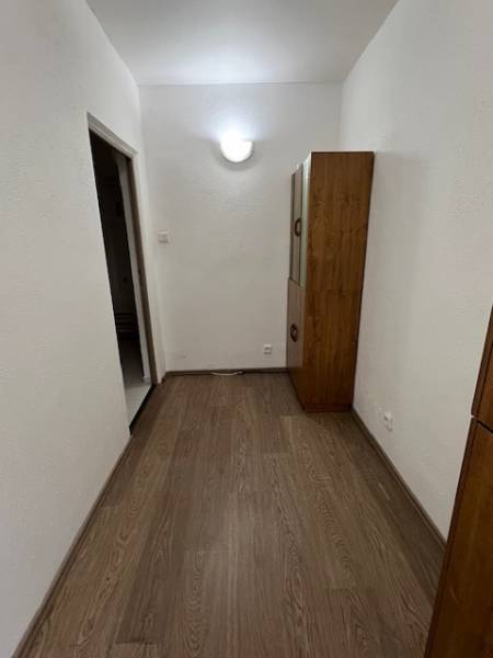 Ponuka na prenájom 2,5 izbový byt Zl. Potok - Chodba v 2-izbovom byte s podlahou s dreveným dekorom a nábytkom.