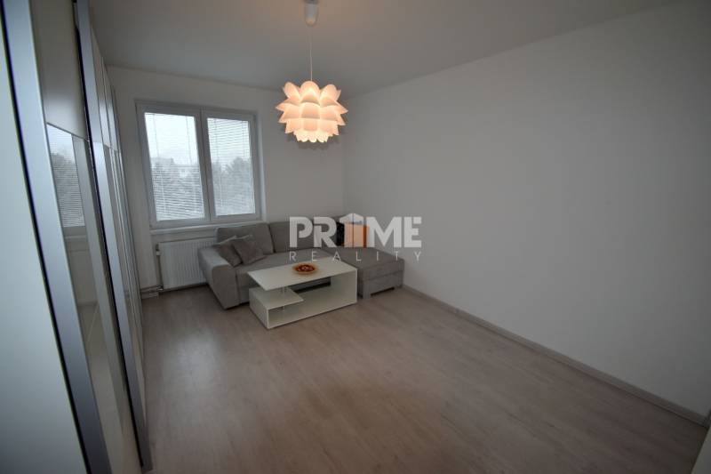 SLNEČNÝ 2i byt, REKONŠTRUKCIA, 2 X SAMOST.IZBA, BALKÓN, Haburská ulica - Obývacia izba v 2-izbovom byte s pohovkou a dekoratívnym svietidlom.