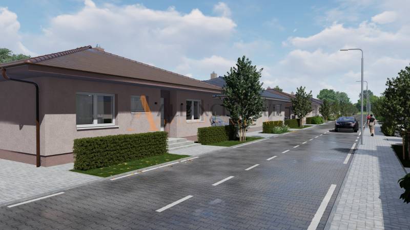 POSLEDNÁ NOVOSTAVBA - HOLODOM | PRÁZNOVCE - Rodinné domy v Topoľčanoch na ulici Práznovce, lemované zeleňou a cestou.