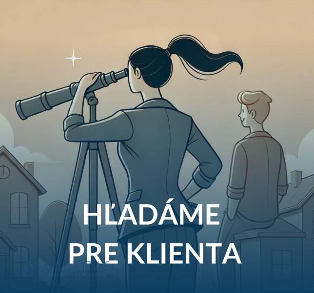 Hľadáme pre klienta halu/showroom v Bratislave  - Ilustrácia so ženou s ďalekohľadom, vyhľadávanie domova pre klienta, 2-izbový byt.