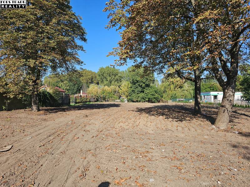 Predáme stavebný pozemok v obci Kajal - 3004m2 - vhodné na 5RD - Pozemok na ulici Jazerná pripravený na bývanie, obklopený stromami a viditeľnými domami v pozadí.