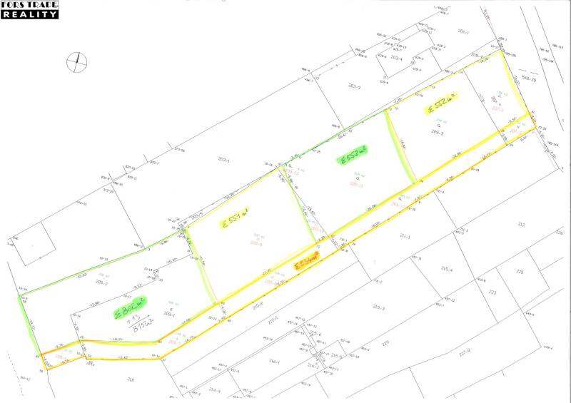 Predáme stavebný pozemok v obci Kajal - 3004m2 - vhodné na 5RD - Plán pozemkov na bývanie v Kajali na Starej ulici s parcelnými číslami.