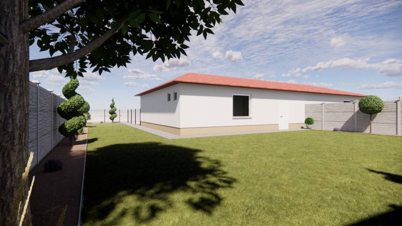 NA PREDAJ DVOJDOM (2× 3-IZBOVÉ DOMY), ZEMIANSKÁ OLČA - Rodinný dom v Zemianskej Olči s trávnatým dvorom, stromami a plotom okolo záhrady.