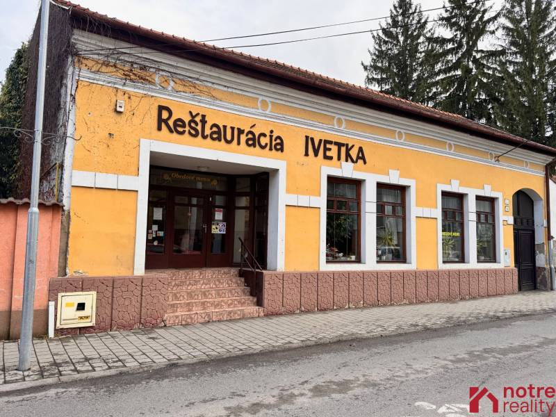 Podnikateľský objekt na prenájom v Lučenci - Reštaurácia Ivetka v centre Lučenca, gastro priestory s farebnou fasádou.