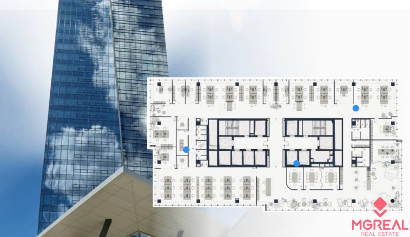 Administratíva 616m2, NIVY TOWER, Mlynské Nivy - Sklenený mrakodrap v Bratislave - Nivy, Mlynské nivy, vedľa plán kancelárií.