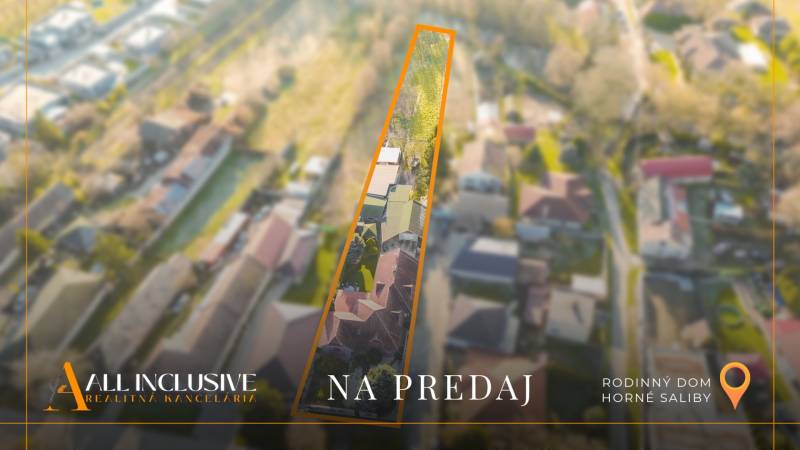 NA PREDAJ 6-IZBOVÝ POSCH. RODINNÝ DOM, HORNÉ SALIBY - Rodinný dom v Horných Salibách, Galanta, na predaj. Letecký pohľad na nehnuteľnosť.
