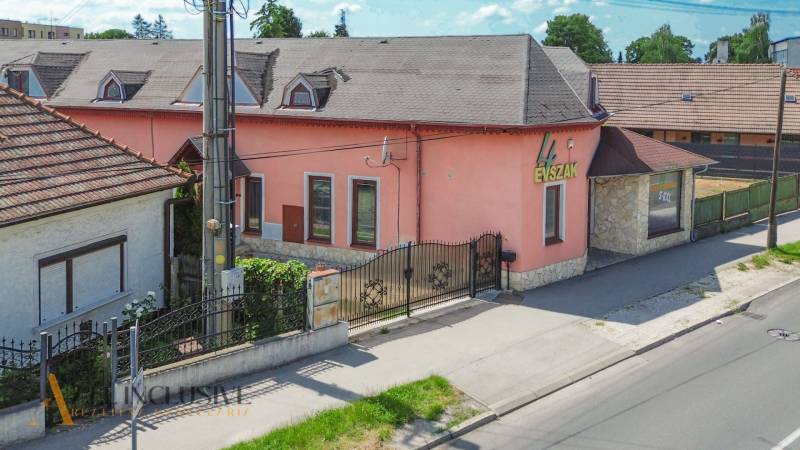 NA PREDAJ RODINNÉ DOMY S GARÁŽOU, DUNAJSKÁ STREDA - Rodinný dom na ulici Gyulu Szabóa v Dunajskej Strede s ružovou fasádou a kamennými detailmi.