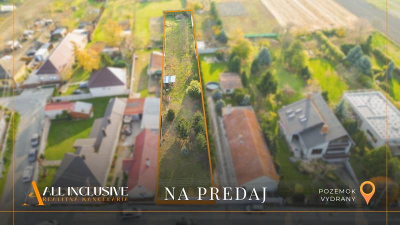 NA PREDAJ STAVEBNÝ POZEMOK (1524 m²), VYDRANY - Letecký pohľad na pozemok určený na bývanie vo Vydranoch na predaj.
