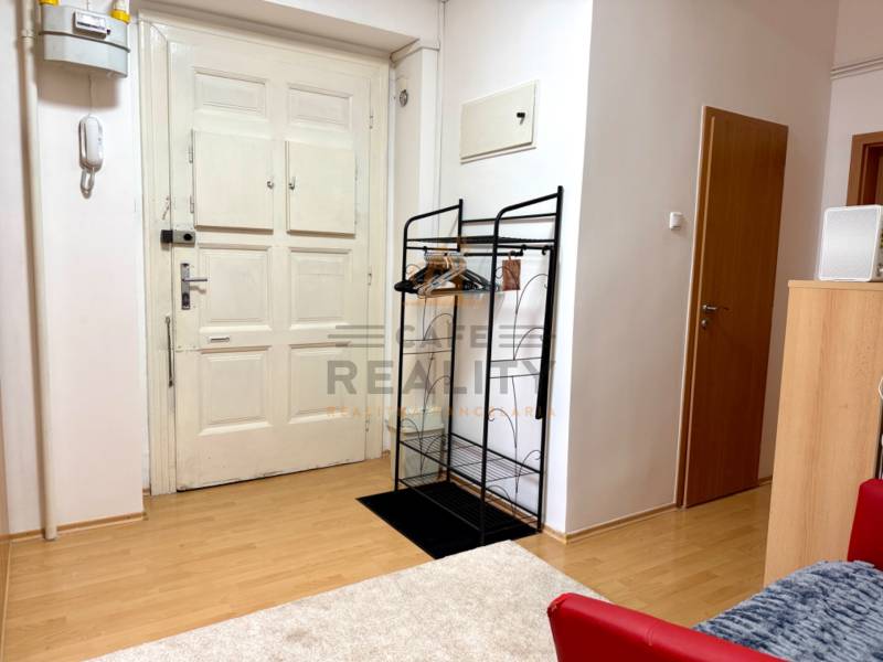 REZERVOVANÉ Na prenájom 3 izbový byt, 73 m2, Bratislava, Zochova - Vstupná hala s podlahou s dreveným dekorom a vešiakovým stojanom v 3-izbovom byte.