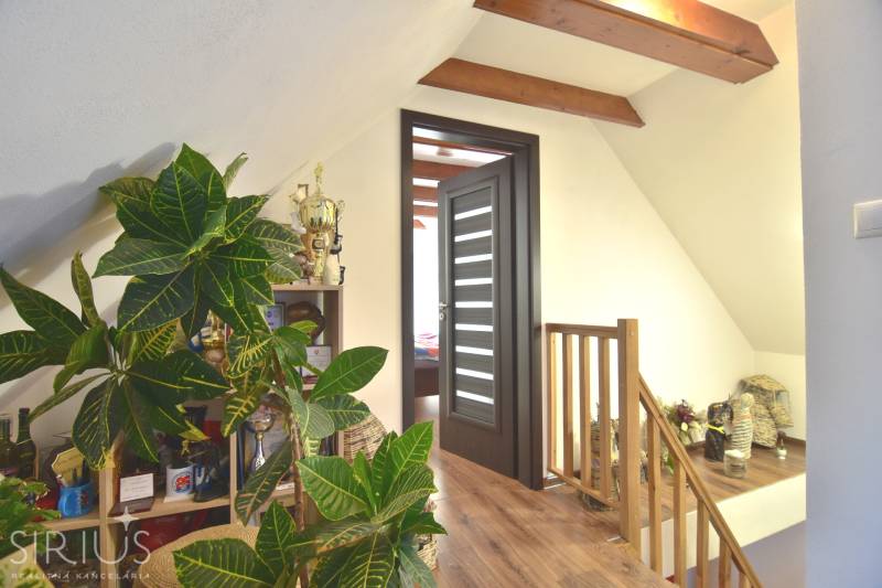 LIMBACH, 176 m2 –  kompletne zrekonštruovaný 5-i rodinný dom - Interiér rodinného domu s drevenými podlahami a kvetmi na ulici Limbach.