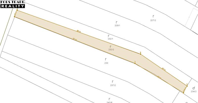 Predám pozemok v Tešedíkove - 994m2  - Mapa pozemkov na bývanie v Tešedíkove, zobrazuje parcelu číslo 232/2.