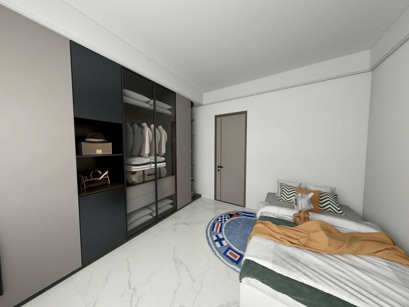 I Predaj 3- izbového bytu v Dúbravke - Spálňa v 3-izbovom byte s jednoduchou posteľou, šatníkovou skriňou a svetlou podlahou.