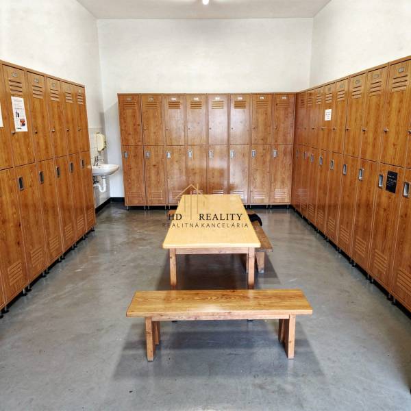 Predaj, výrobný a veľkoobchodný areál v okrese Veľký Krtíš - Výrobné priestory s drevenými skrinkami a kovovou podlahou.
