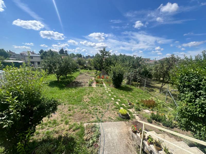 Exk. viacgeneračný RD vo Veľkom Orvišti pri Piešťanoch REZERVOVANÝ - Záhrada rodinného domu v obci Veľké Orvište na Tálovej ulici s množstvom zelene.