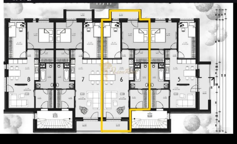 3-izb. byt v obci Blatná na Ostrove, balkón, lodžia, novostavba - Pôdorys 3-izbového bytu s rozložením izieb a vybavenia.