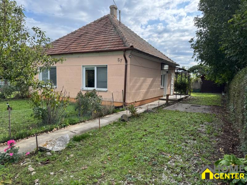 NA PREDAJ!!! Rodinný dom s veľkým pozemkom v obci Vék pri Hurbanove - Rodinný dom v Komárne s trávnatou záhradou a stromami na upravenom pozemku.