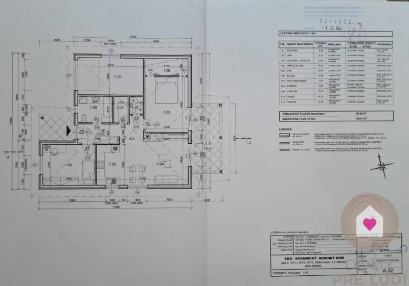 MALÉ LEVÁRE-Predaj  3i modernej novostavby RD s tep. čerpadlom + garáž - Pôdorys rodinného domu v Malých Levároch zobrazuje rozmiestnenie izieb a terasy.