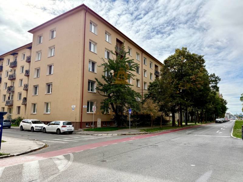 PRENÁJOM 1 izbový byt, 40 M2, Bratislava, Ružinov, Košická ulica, NIVY - Bytový dom v Bratislave-Ružinove s parkovaním pri ulici a okolitými stromami.